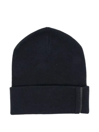 Brunello Cucinelli Cashmere Embellished Beanie In Black
