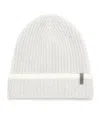 Brunello Cucinelli Cashmere English Rib Knit Beanie In White