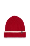 Brunello Cucinelli Cashmere English Rib Knit Beanie With Monili In Red