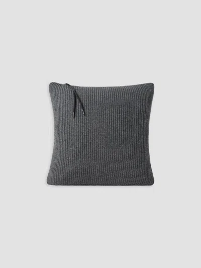 Brunello Cucinelli Cashmere English Rib Knit Cushion With Shiny Zipper Pull In Blue