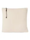 Brunello Cucinelli Cashmere English Rib Knit Cushion With Shiny Zipper Pull In Neutral