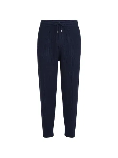 Brunello Cucinelli Cashmere English Rib Knit Joggers In Blue