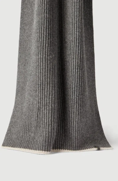 Brunello Cucinelli Cashmere English Rib Knit Scarf With Monili In Black