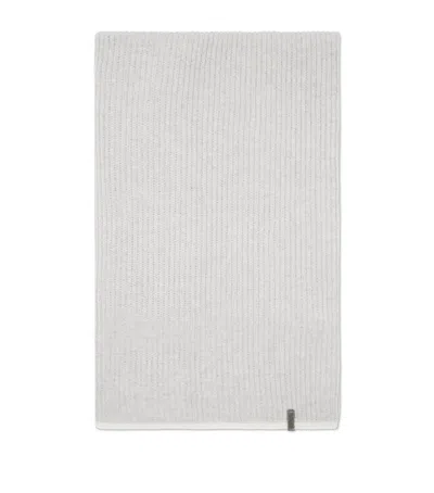 Brunello Cucinelli Cashmere English Rib Monili Scarf In White