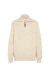 Brunello Cucinelli Cashmere English Rib Sweater In Brown