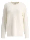 Brunello Cucinelli Cashmere Ribbed Knit With English Ribs And Pendant In Neutral