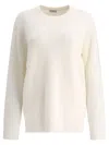 Brunello Cucinelli Cashmere Ribbed Knit With English Ribs And Pendant In Neutral