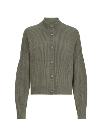 Brunello Cucinelli Cashmere English-rib Cardigan With Monili In Green