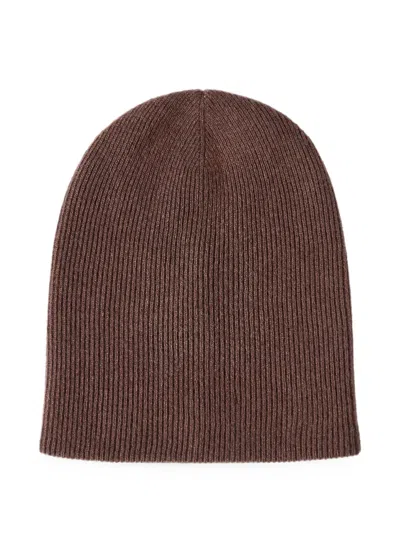 Brunello Cucinelli Cashmere English-rib Knit Beanie In Brown