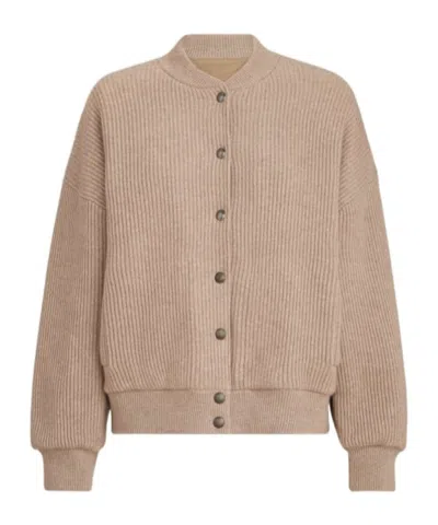 Brunello Cucinelli Cashmere English-rib-knit Bomber Jacket With Thermore Padding In Neutral