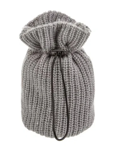 Pre-owned Brunello Cucinelli Cashmere Evening Bag W/ Tags In Gray