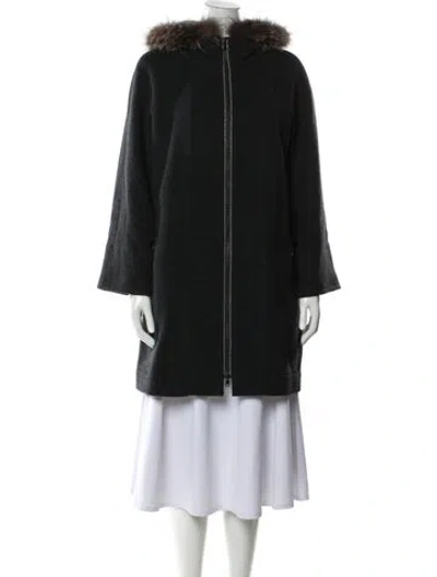 Pre-owned Brunello Cucinelli Cashmere Faux Fur Coat In Gray