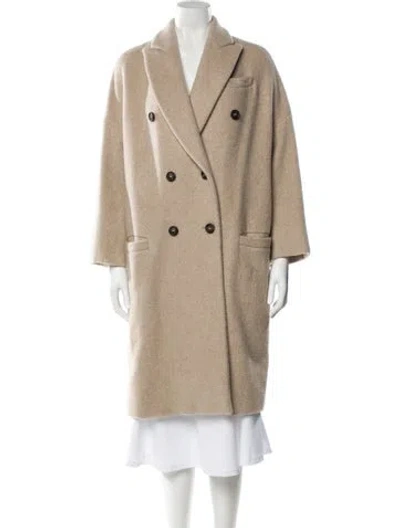 Pre-owned Brunello Cucinelli Cashmere Faux Fur Coat In Neutral