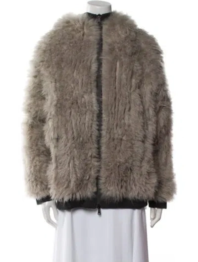 Pre-owned Brunello Cucinelli Cashmere Faux Fur Jacket In Gray