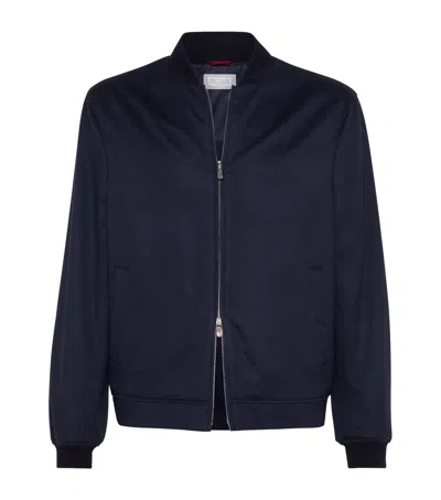 BRUNELLO CUCINELLI CASHMERE FLANNEL BOMBER JACKET