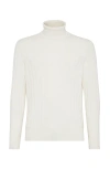 Brunello Cucinelli Cashmere Flat Rib Turtleneck Sweater In Panama