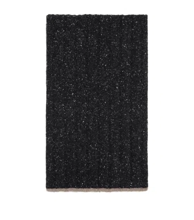 Brunello Cucinelli Cashmere Flecked Rib-knit Scarf In Black