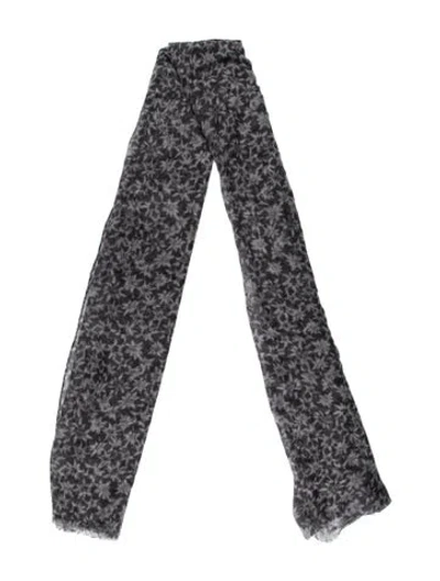 Pre-owned Brunello Cucinelli Cashmere Floral Print Scarf In Gray