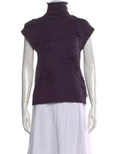Pre-owned Brunello Cucinelli Cashmere Floral Print Sweater In Purple
