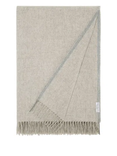 Brunello Cucinelli Cashmere Fringed Throw (140cm X 140cm) In Neutral