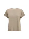 Brunello Cucinelli Women Cashmere Glitter T-shirt In White