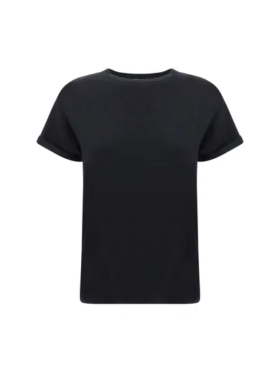 Brunello Cucinelli Cashmere Glitter T-shirt In Black