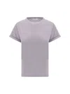 Brunello Cucinelli Cashmere Glitter T-shirt In Purple