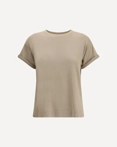 Brunello Cucinelli Women Cashmere Glitter T-shirt In Gray