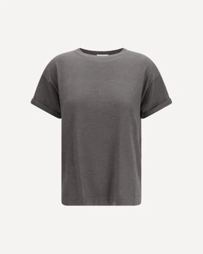 Brunello Cucinelli Cashmere Blend With Glitter Effect T-shirt In Gray
