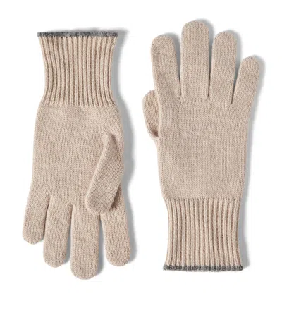 Brunello Cucinelli Cashmere Gloves In Beige