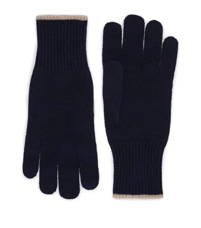 Brunello Cucinelli Cashmere Gloves In Blue