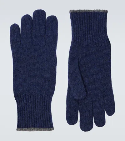 Brunello Cucinelli Cashmere Gloves In Blue