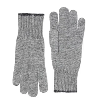 Brunello Cucinelli Cashmere Gloves In Gray
