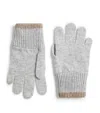 Brunello Cucinelli Ribbed Trim Cashmere Gloves In Grey