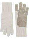 Brunello Cucinelli Cashmere Knit Gloves With Suede Palm In Grey
