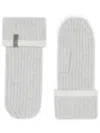 Brunello Cucinelli Knit Mittens With Monili In Grey