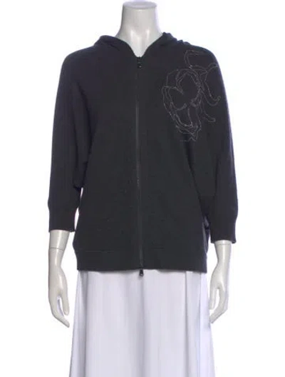 Pre-owned Brunello Cucinelli Cashmere Graphic Print Sweater In Gray