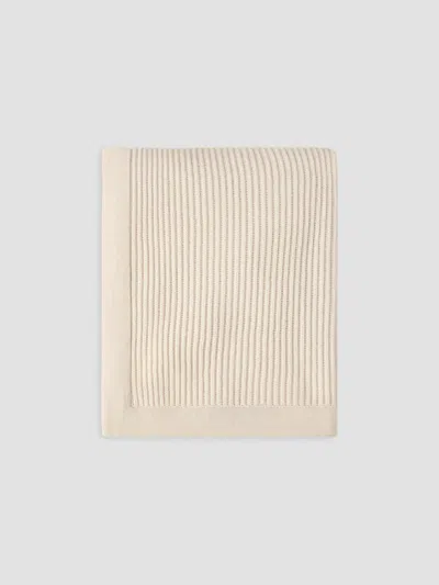 Brunello Cucinelli Cashmere Half English Rib Knit Throw In Neutral
