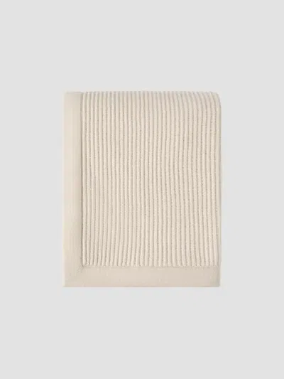 Brunello Cucinelli Cashmere Half English Rib Knit Throw In Neutral