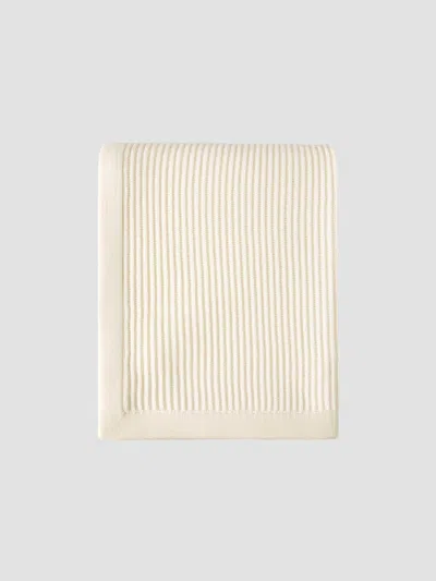 Brunello Cucinelli Cashmere Half English Rib Knit Throw In Neutral