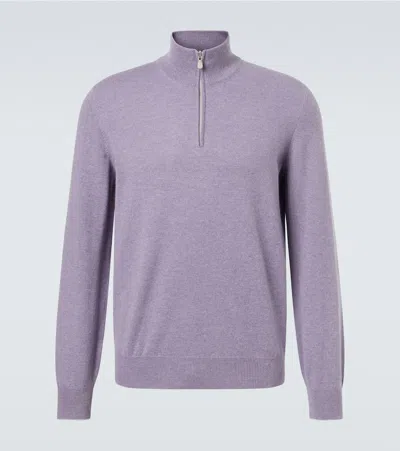 Brunello Cucinelli Cashmere Half-zip Sweater In Purple
