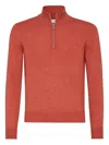 Brunello Cucinelli Cashmere Half-zip Sweater In Orange