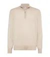 Brunello Cucinelli Cashmere Half-zip Sweater In Beige