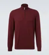 Brunello Cucinelli Cashmere Half-zip Sweater In Burgundy