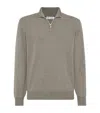 Brunello Cucinelli Men's Cashmere Quarter-zip Sweater In Green