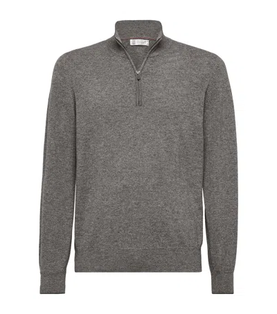BRUNELLO CUCINELLI CASHMERE HALF-ZIP SWEATER