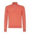 Brunello Cucinelli Cashmere Sweater With Half Zip In Orange