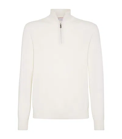 Brunello Cucinelli Cashmere Half-zip Sweater In Panama
