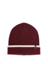 Brunello Cucinelli Cashmere Hat Monili Detail Fold Ribbed Knit In Brown