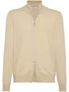 Brunello Cucinelli Cashmere Zipped Cardigan In Nude